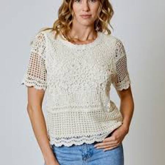 Design History Tops - Design History Crochet Lace Top, Boho, Fully lined, Cotton,  Womens Sz M, New